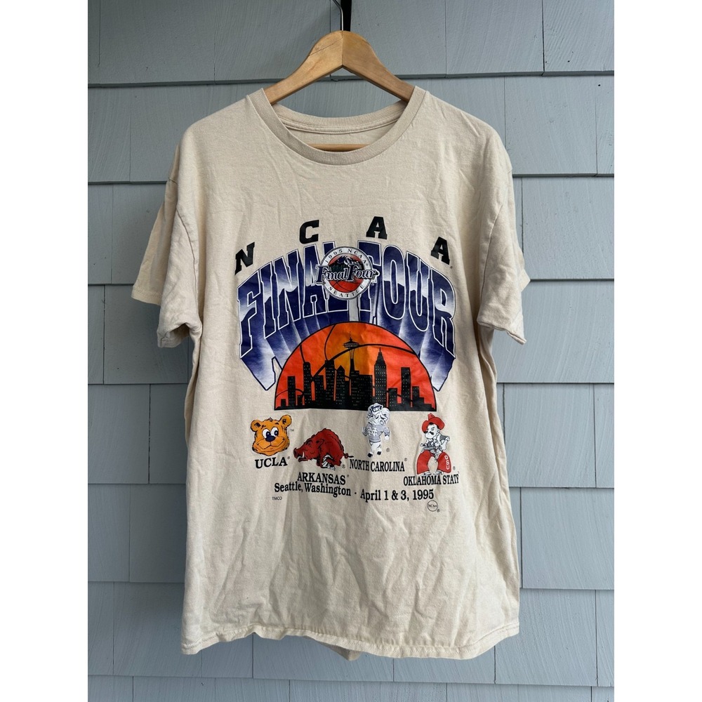 Vintage 1995 NCAA Final Four Seattle T Shirt UCLA Arkansas UNC Oklahoma State